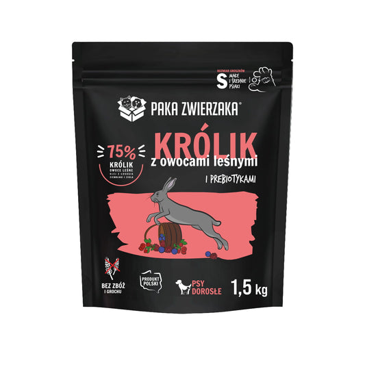 PAKA ZWIERZAKA SUCHA KARMA DLA PSA KRÓLIK Z OWOCAMI LEŚNYMI S 1,5KG