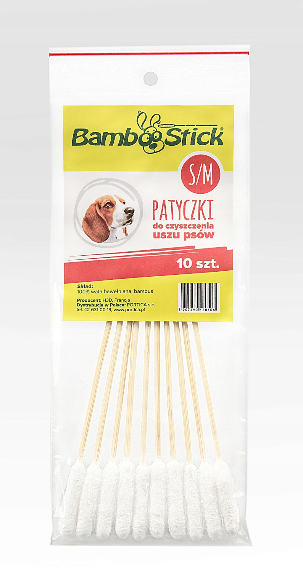 BAMBOOSTICK S/M - PATYCZKI DO CZYSZCZENIA USZU DLA MNIEJSZYCH PSÓW - 10SZT.