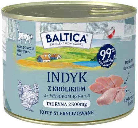 BALTICA KARMA MOKRA KOT DOROSŁY INDYK Z KRÓLIKIEM 185G