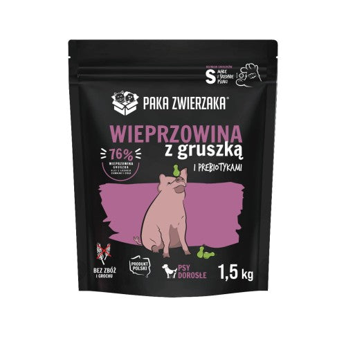 PAKA ZWIERZAKA SUCHA KARMA DLA PSA WIEPRZOWINA Z GRUSZKĄ S 1,5KG