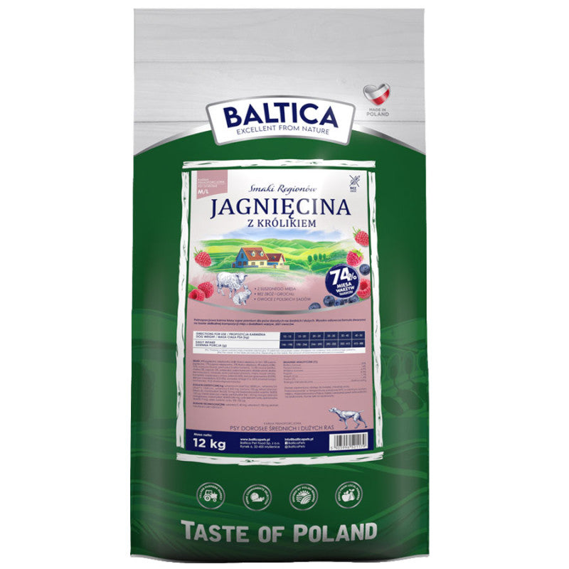 BALTICA SMAKI REGIONÓW SUCHA KARMA DLA PSA JAGNIĘCINA Z KRÓLIKIEM M/L 9KG