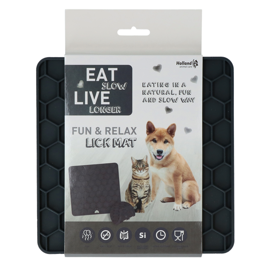EAT SLOW LIVE LONGER LICK MAT HONEYCOMB GREY