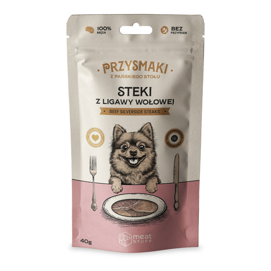 MEATSTUFF PRZYSMAKI DLA PSA PRZYSMAKI Z PAŃSKIEGO STOŁU STEK Z LIGAWY WOŁOWEJ 40G