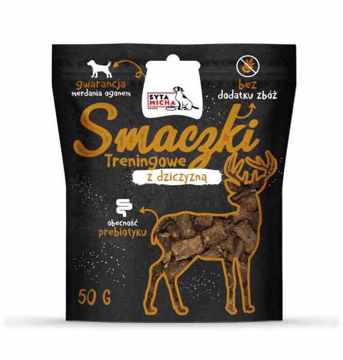 SYTA MICHA BLACK PRZYSMAKI DLA PSA SMACZKI TRENINGOWE Z DZICZYZNĄ 50G