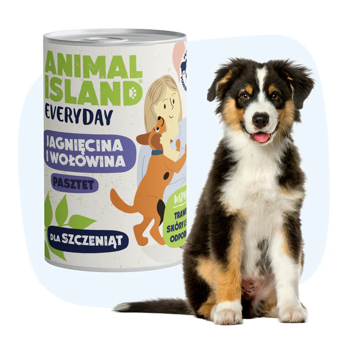 ANIMAL ISLAND MOKRA KARMA DLA PSA EVERYDAY JUNIOR WOŁOWINA Z JAGNIĘCINĄ 400G