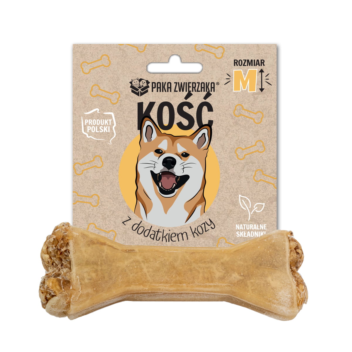 PAKA ZWIERZAKA GRYZAK DLA PSA KOŚĆ Z DODATKIEM KOZY M 12CM