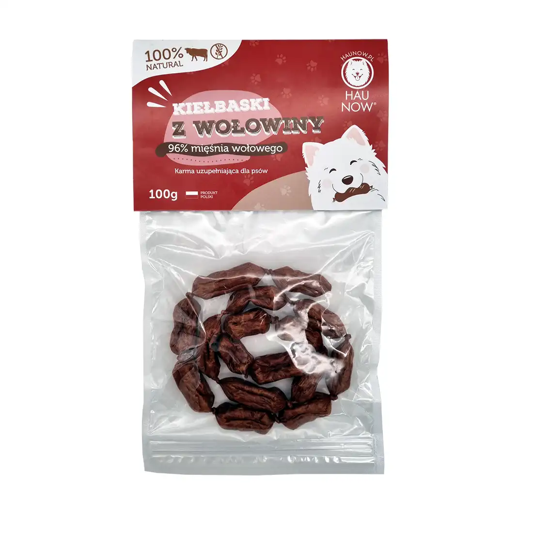 HAUNOW KIEŁBASKI PRZYSMAKI DLA PSA WOŁOWINA 100G