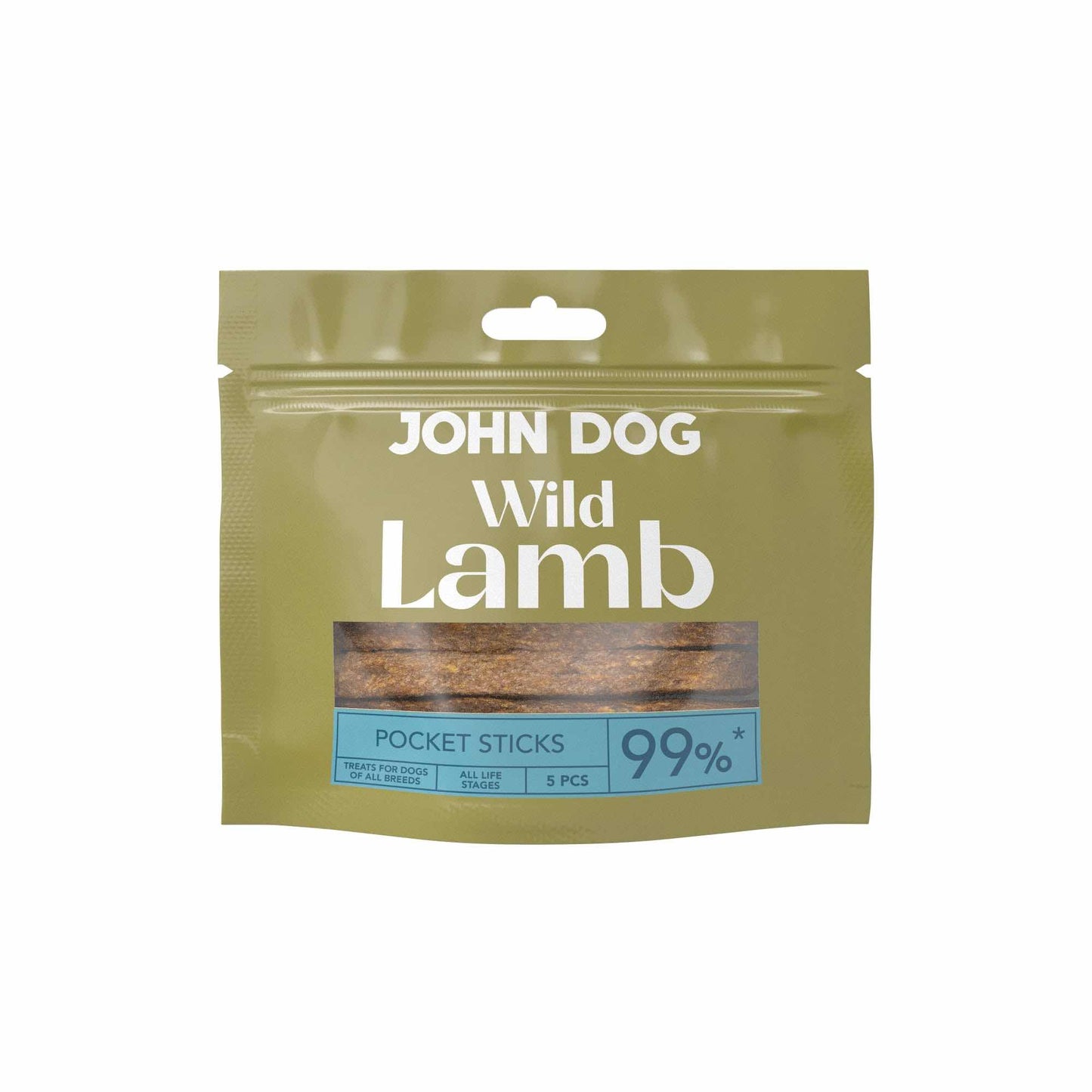 JOHN DOG PRZYSMAKI DLA PSA STICKS WILD POCKET Z JAGNIĘCINY 5SZT