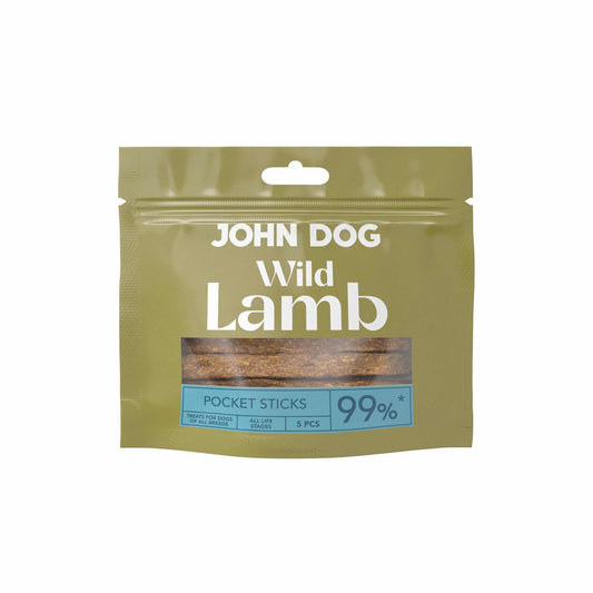 JOHN DOG PRZYSMAKI DLA PSA STICKS WILD POCKET Z JAGNIĘCINY 5SZT