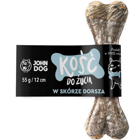 JOHN DOG KOŚĆ DO ŻUCIA W SKÓRZE DORSZA 12CM