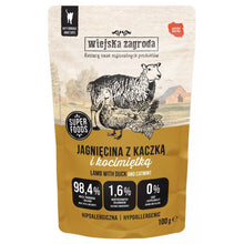 WIEJSKA ZAGRODA MOKRA KARMA DLA KOTA SASZETKA JAGNIĘCINA Z KACZKĄ 100G