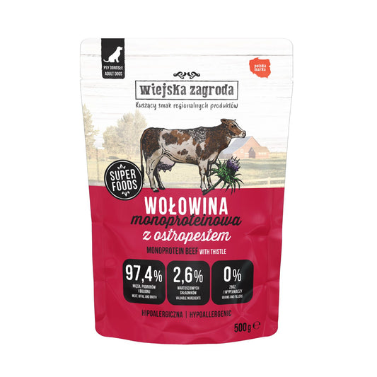 WIEJSKA ZAGRODA MONO MOKRA KARMA PIES WOŁOWINA 500G