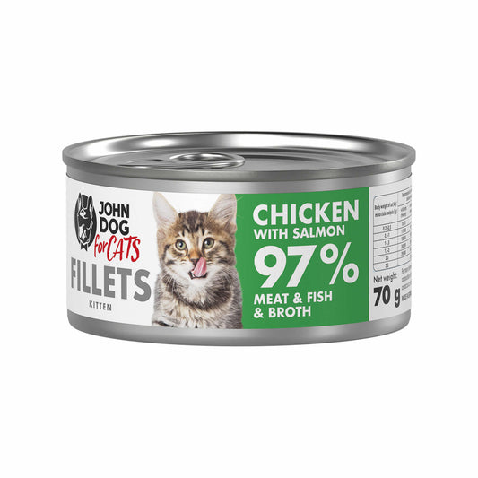 JOHN DOG MOKRA KARMA KOT KITTEN FILETY KURCZAK Z ŁOSOSIEM 70 G