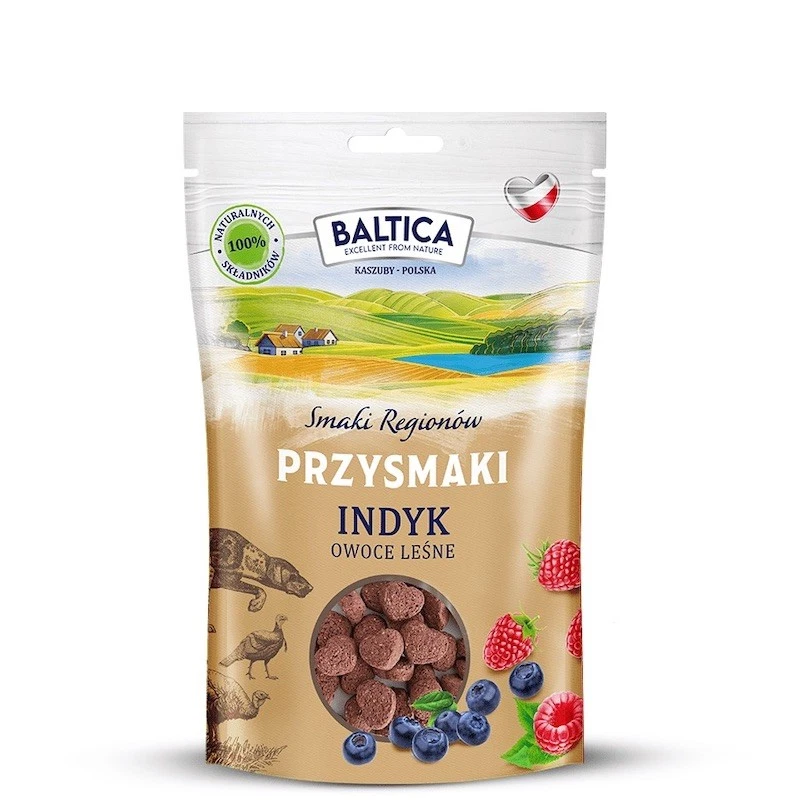 BALTICA SMAKI REGIONÓW PRZYSMAKI DLA PSA INDYK Z OWOCAMI LEŚNYMI 100G