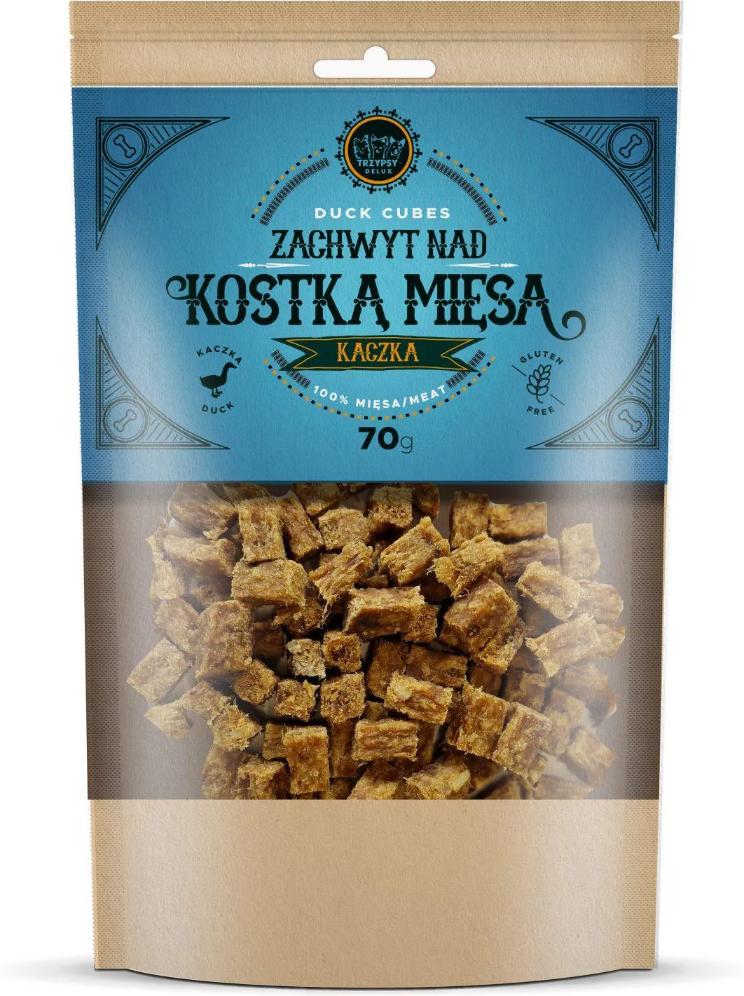 HAPPY SNACKY ZACHWYT NAD KOSTKĄ MIĘSA PRZYSMAKI DLA PSA Z KACZKI 70G