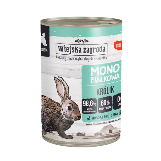 WIEJSKA ZAGRODA MONO JUNIOR MOKRA KARMA DLA KOTA KRÓLIK 400G