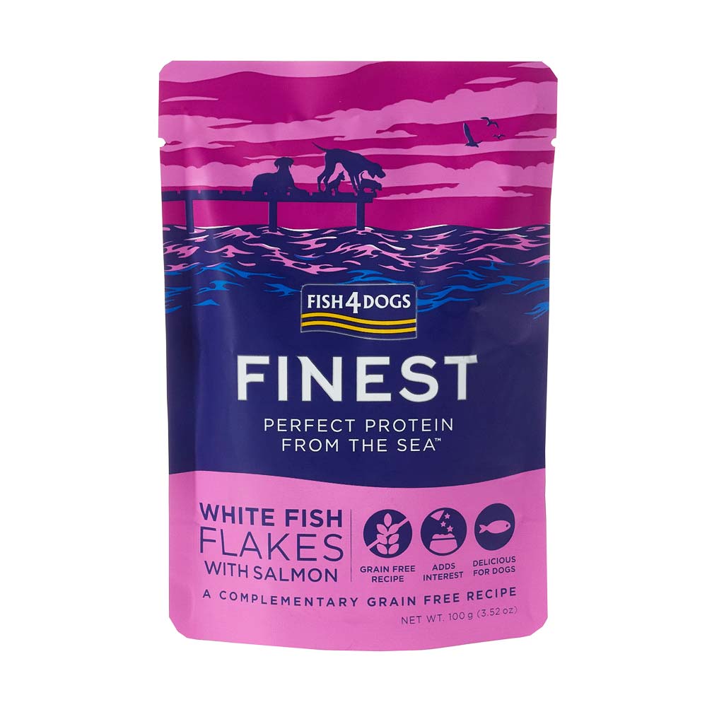 FISH4DOGS FINEST MOKRA KARMA DLA PSA WHITE FISH FLAKES WITH SALMON 100G