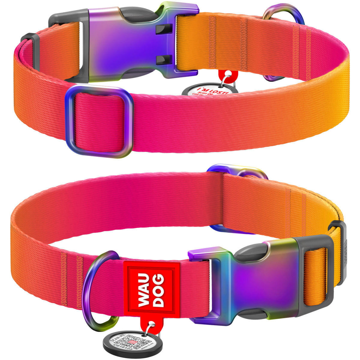 WAUDOG NYLON RECYCLED GRADIENT OBROŻA M 20 MM POMARAŃCZOWY