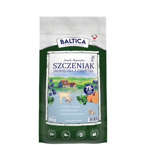 BALTICA SMAKI REGIONÓW SZCZENIAK SUCHA KARMA DLA PSA JAGNIĘCINA Z CIELĘCINĄ 6KG