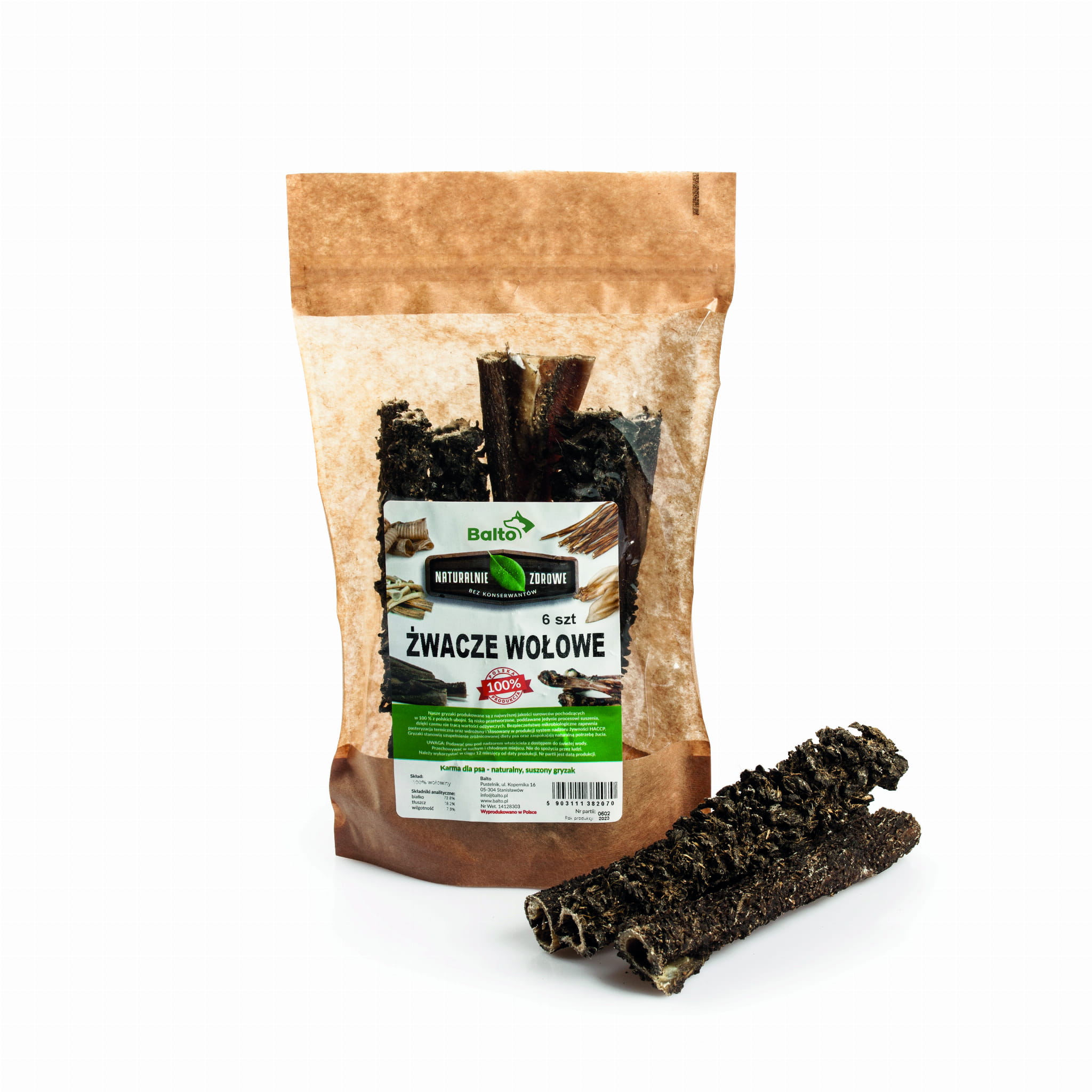 BALTO PREMIUM GRYZAK DLA PSA ŻWACZE WOŁOWE