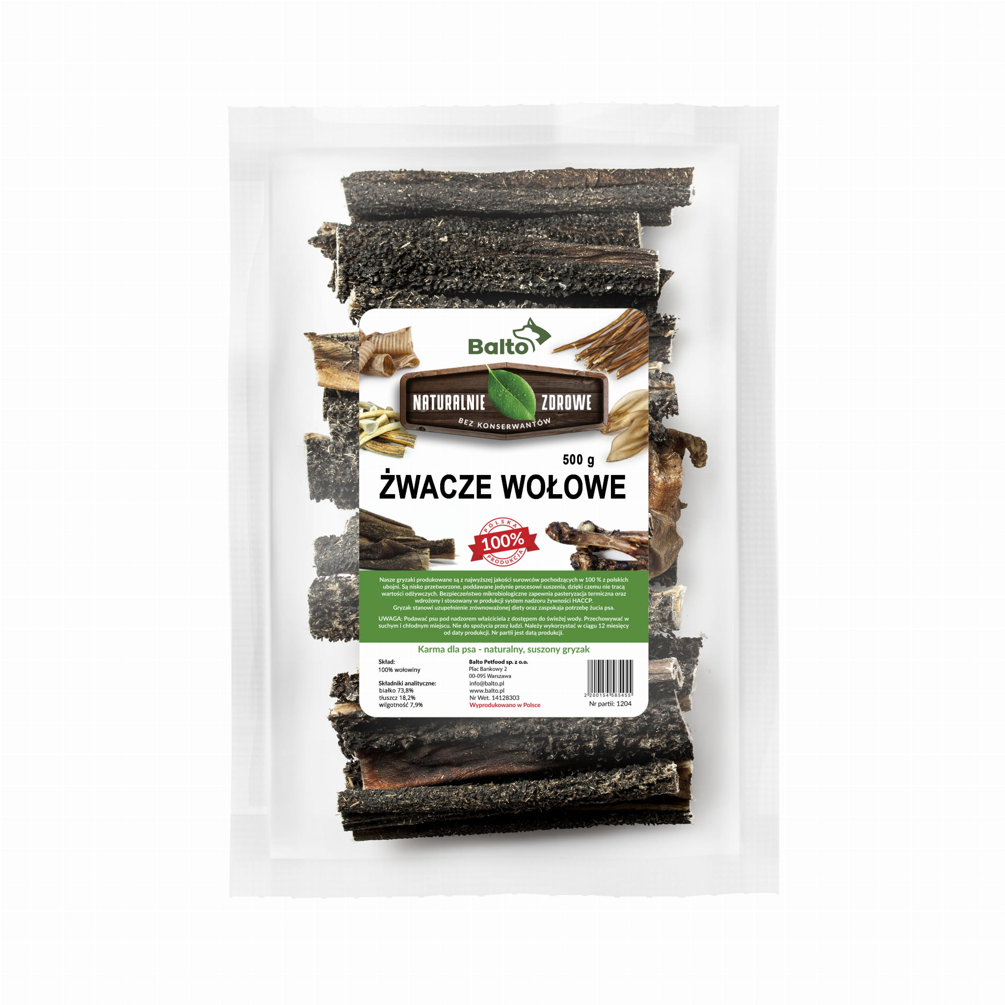 BALTO GRYZAK DLA PSA ŻWACZE WOŁOWE 500G