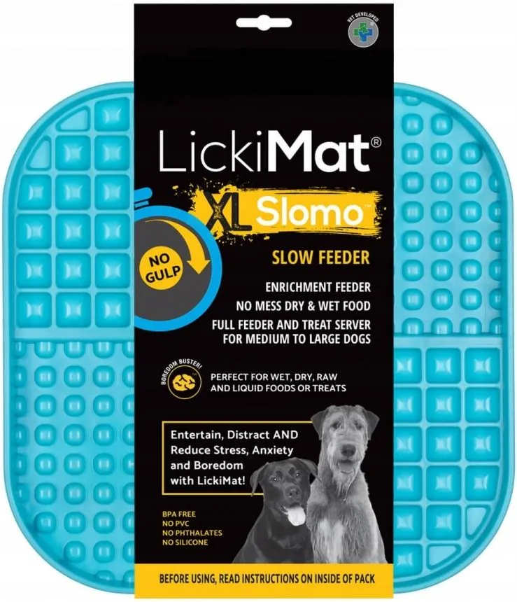 LICKIMAT SLOMO XL TURKUSOWA – MATA DO LIZANIA DLA ŚREDNIEGO I DUŻEGO PSA