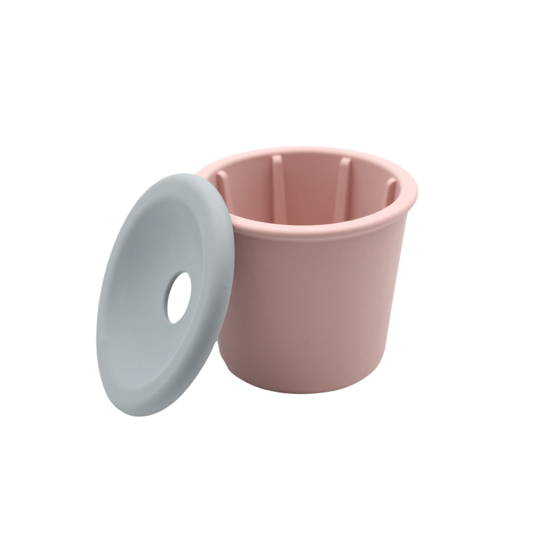 FIBOO SNACK FIBEEK + PRZYKRYWKA Z OTWOREM NA SMACZKI RÓŻOWY