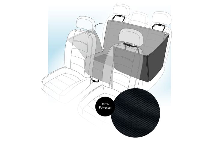 FLAMINGO CAR SEAT COVER LOGI CAN BE SPLIT IN TWO CLOSED HAMMOCK MODEL BACK SEAT BLACK 145X130CM