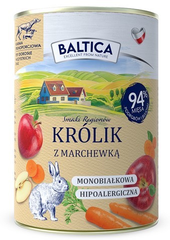 BALTICA SMAKI REGIONÓW JUNIOR MOKRA KARMA PIES KRÓLIK Z MARCHEWKĄ 400G