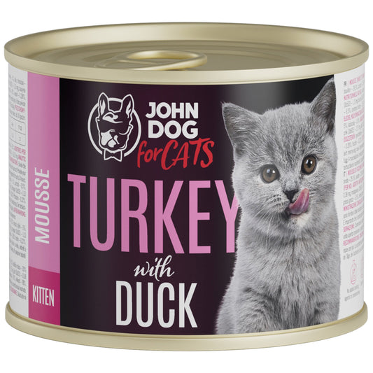 JOHN DOG MOKRA KARMA KOT KITTEN MUS INDYK I KACZKA 400 G