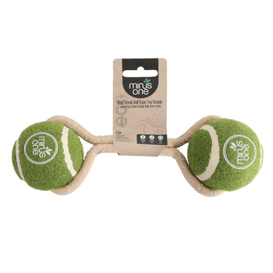 MINUS ONE DOG TENNIS BALL ROPE TOY DOUBLE MEADOW