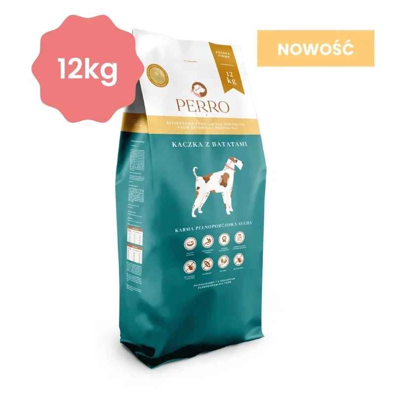 PERRO SUCHA KARMA DLA PSA KACZKA Z BATATAMI M/L 12KG