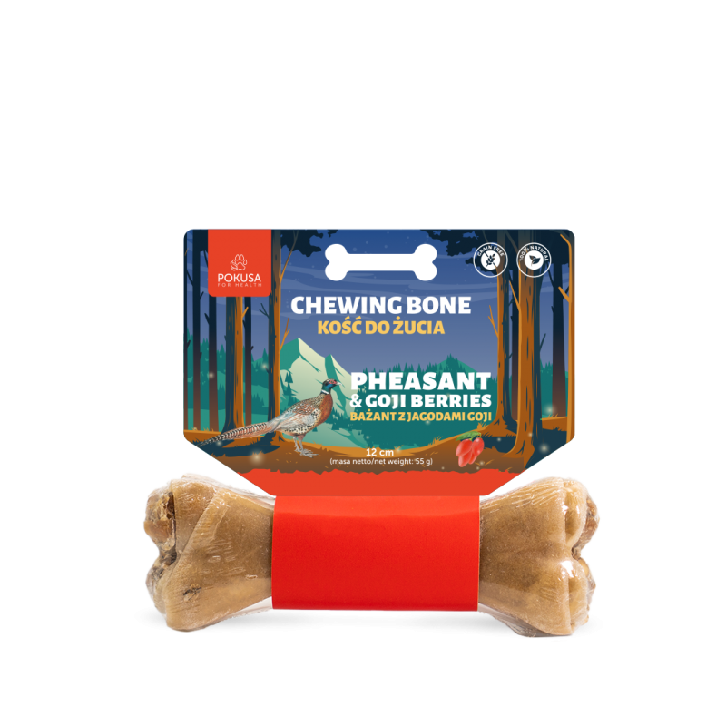 POKUSA FEEL THE WILD CHEWING BONE / KOŚĆ DO ŻUCIA DLA PSA BAŻANT & JAGODY GOJI 17CM