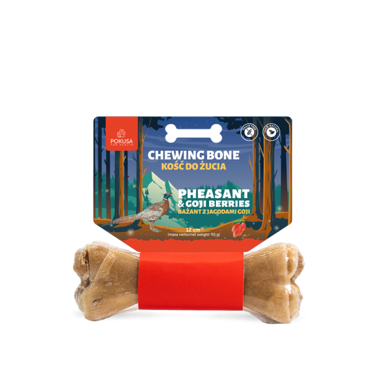 POKUSA FEEL THE WILD CHEWING BONE / KOŚĆ DO ŻUCIA DLA PSA BAŻANT & JAGODY GOJI 17CM