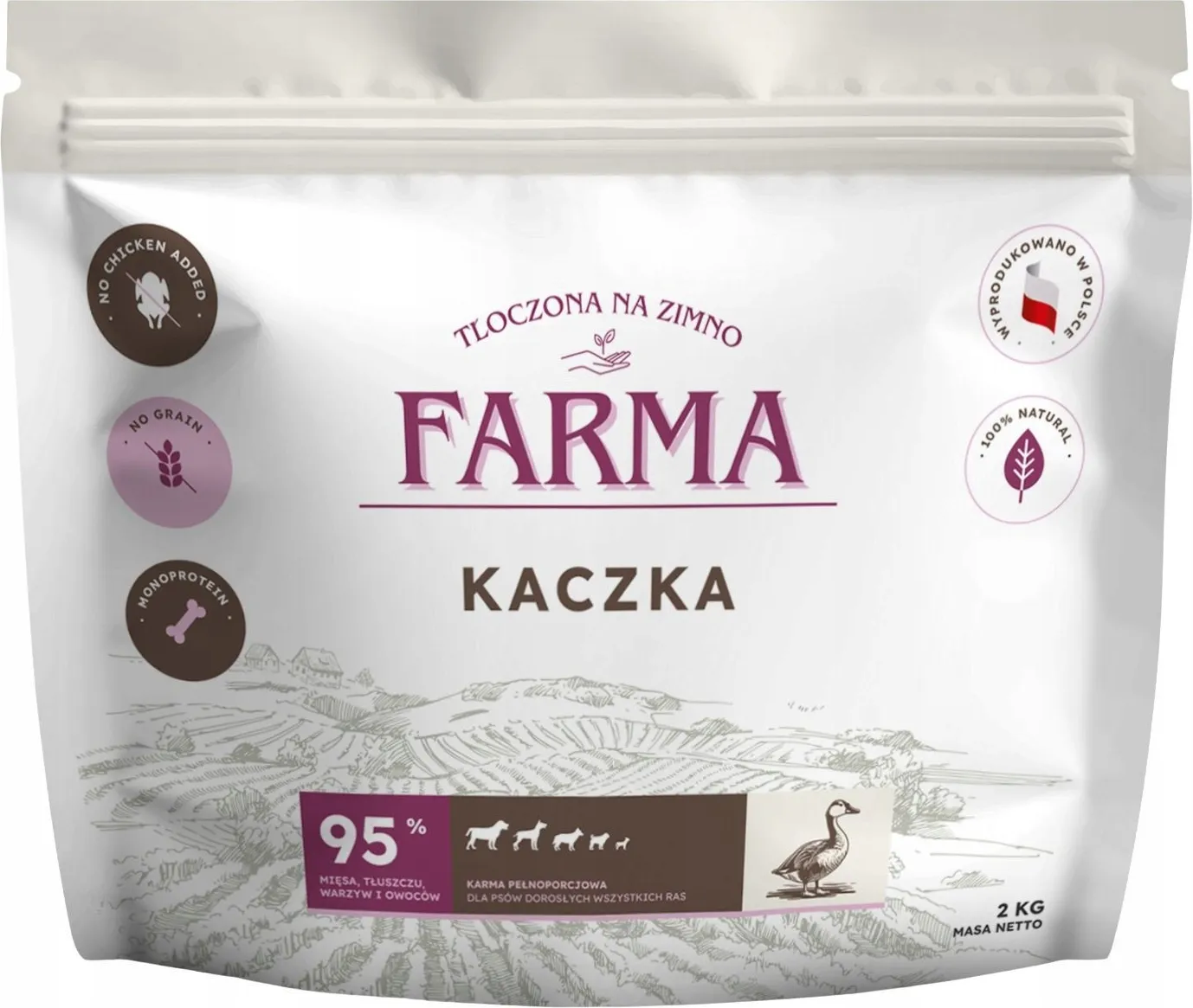 FARMA SUCHA KARMA PIES KACZKA TŁOCZONA NA ZIMNO 2KG