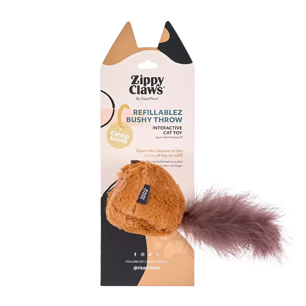 ZIPPY CLAWS REFILLABLEZ BUSHY THROW SQUIRREL