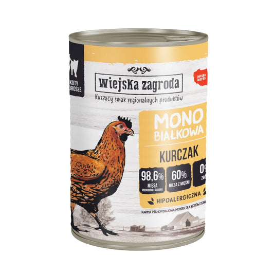 WIEJSKA ZAGRODA MONO MOKRA KARMA DLA KOTA KURCZAK 400G