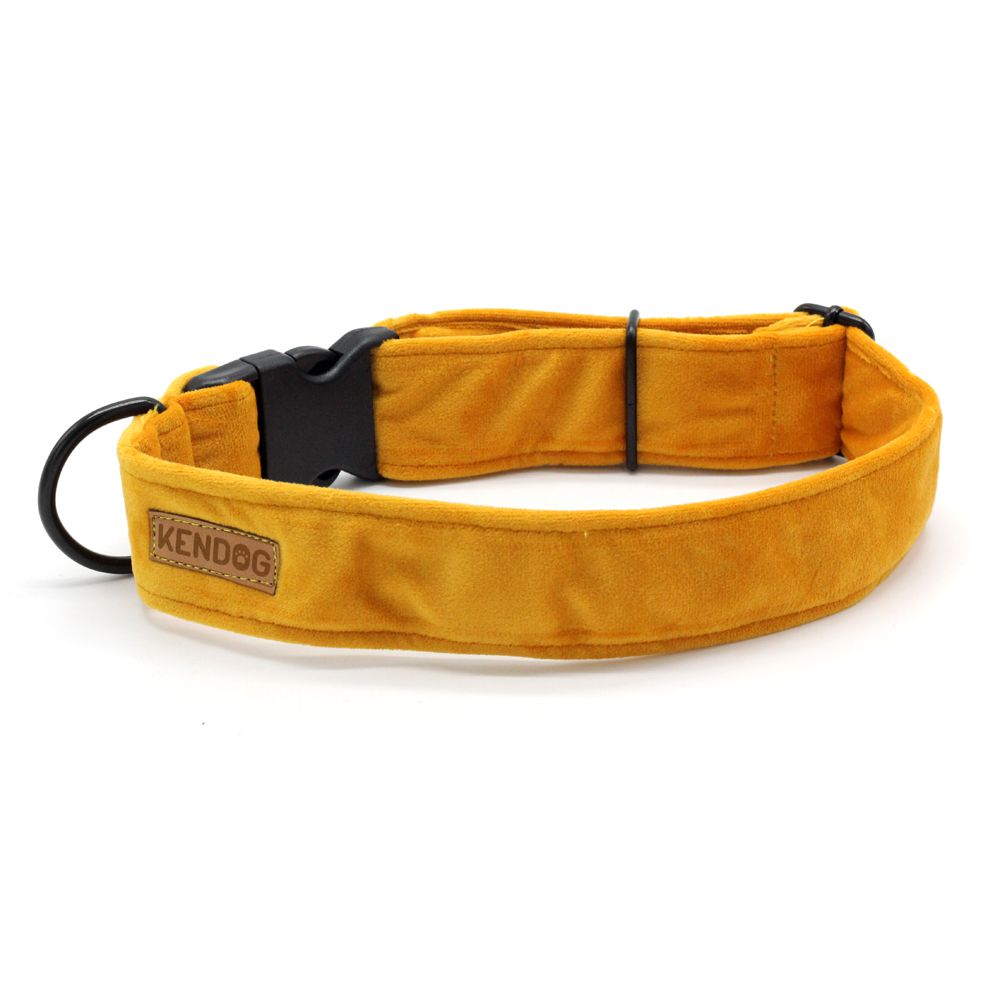 KENDOG OBROŻA DLA PSA VELVET YELLOW 2,5CM S