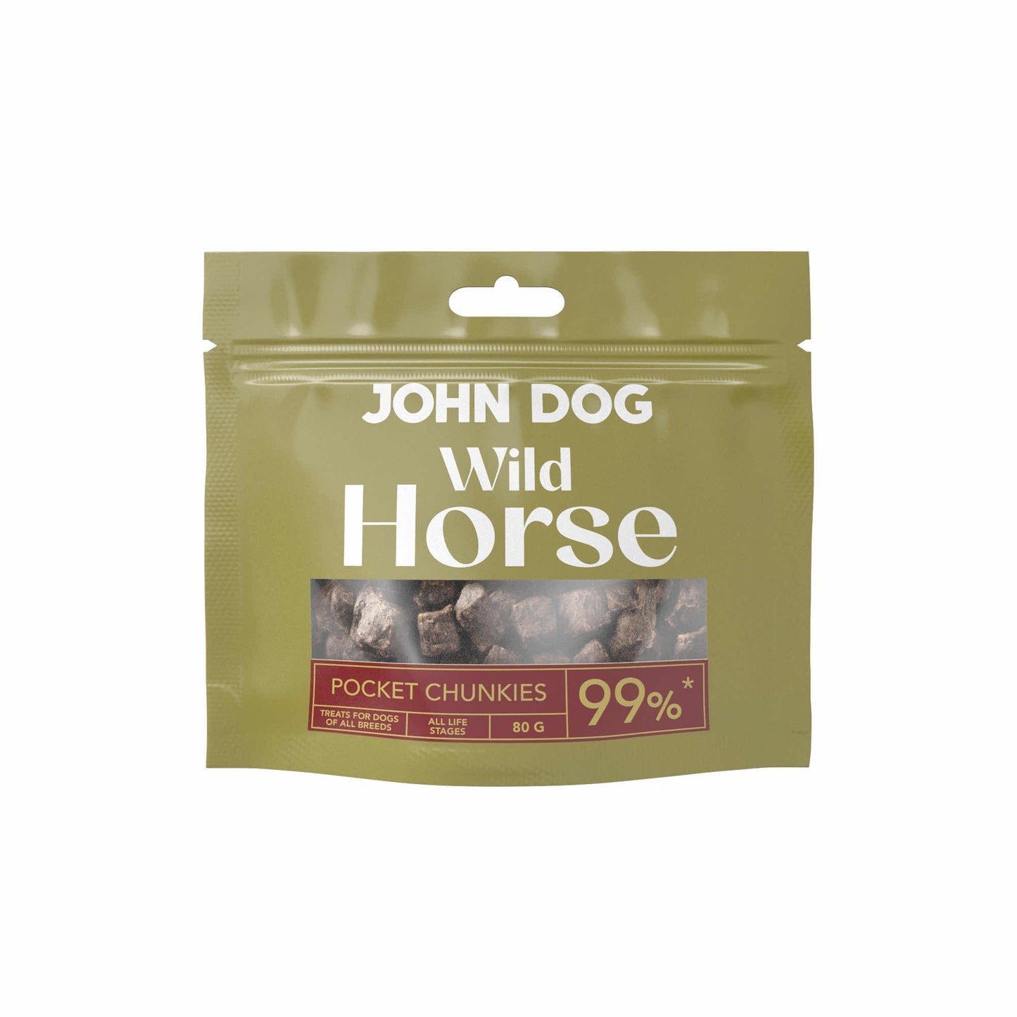 JOHN DOG PRZYSMAKI DLA PSA CHUNKIES WILD POCKET Z KONINY 80G
