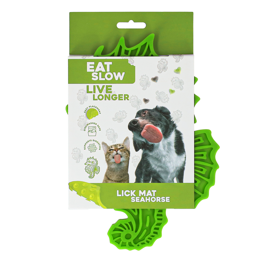 EAT SLOW LIVE LONGER LICK MAT SEAHORSE GROEN