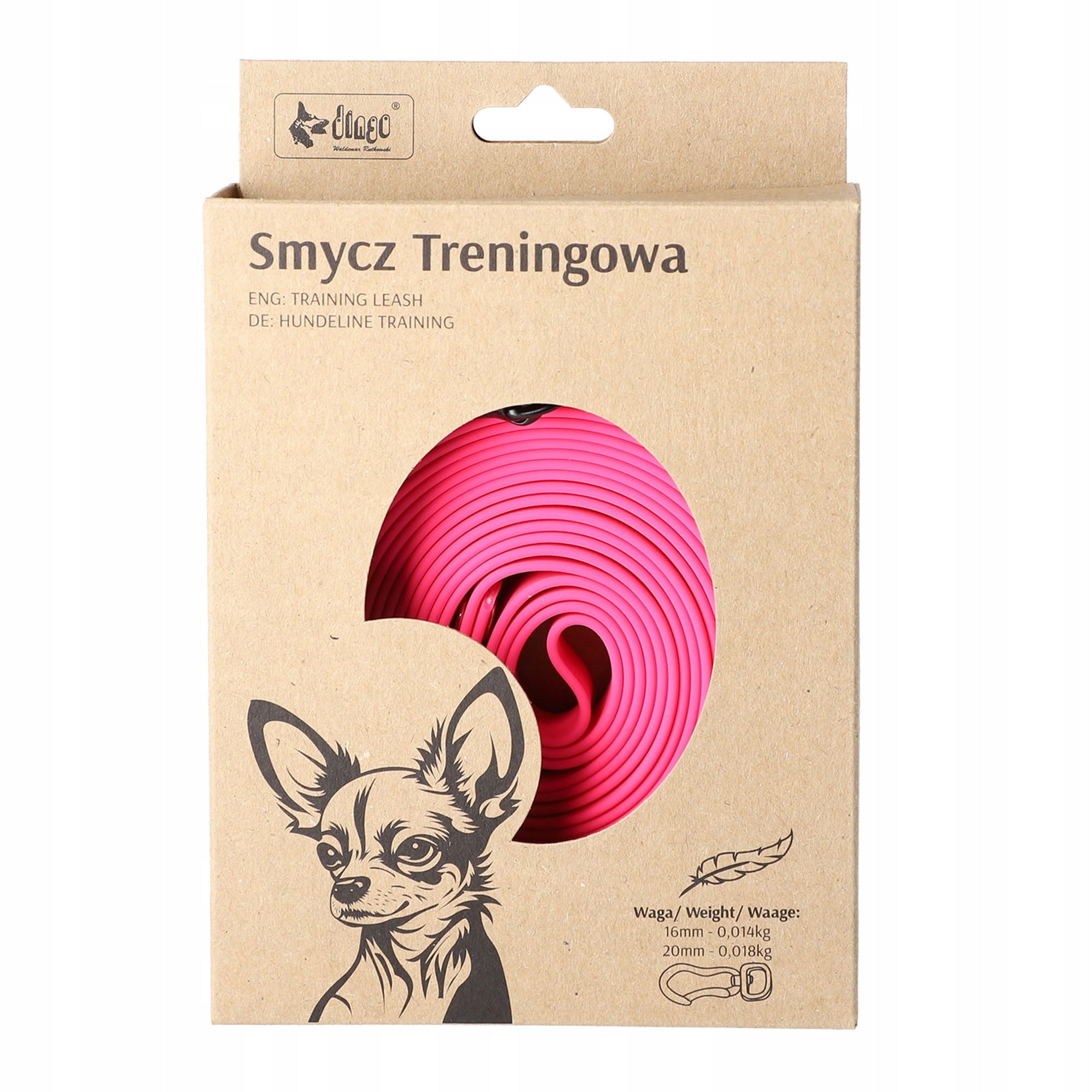 DINGO SMYCZ TRENINGOWA Z RĄCZKĄ SZER. 1,6CM DŁ. 5M RÓŻOWA