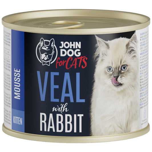 JOHN DOG MOKRA KARMA KOT KITTEN MUS CIELĘCINA I KRÓLIK 200 G