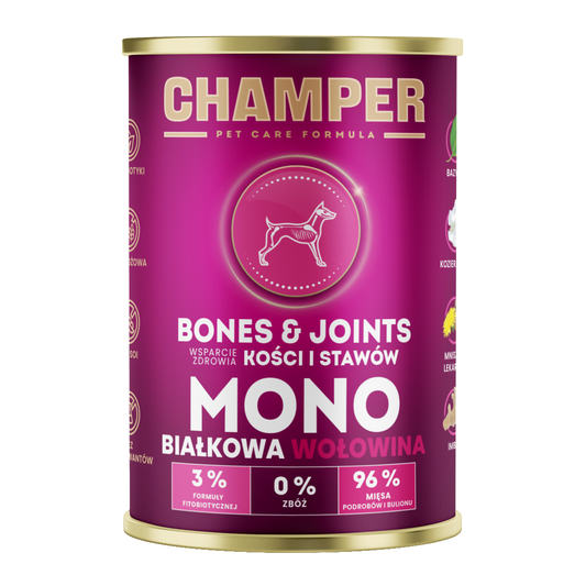 CHAMPER MOKRA KARMA DLA PSA BONES&JOINTS MONOBIAŁKOWA WOŁOWINA 400G