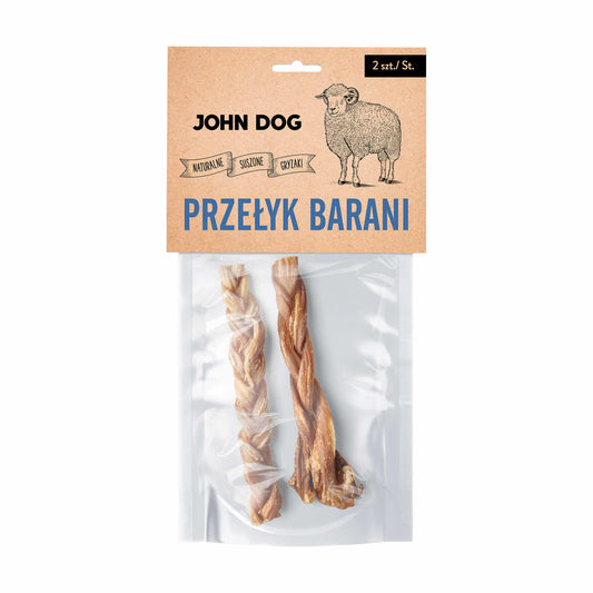 JOHN DOG NATURALNY SUSZONY GRYZAK DLA PSA PRZEŁYK BARANI PLECIONY 2SZT.