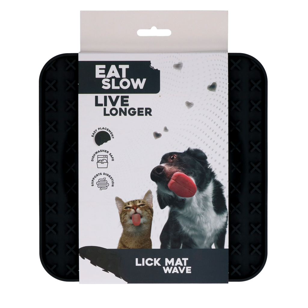 EAT SLOW LIVE LONGER LICK MAT WAVE GREY