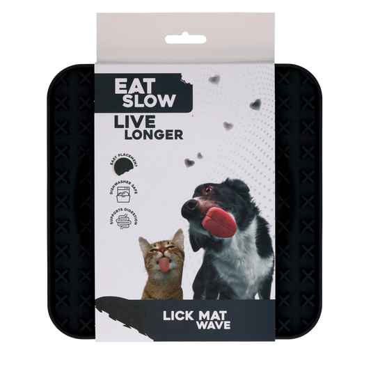 EAT SLOW LIVE LONGER LICK MAT WAVE GREY
