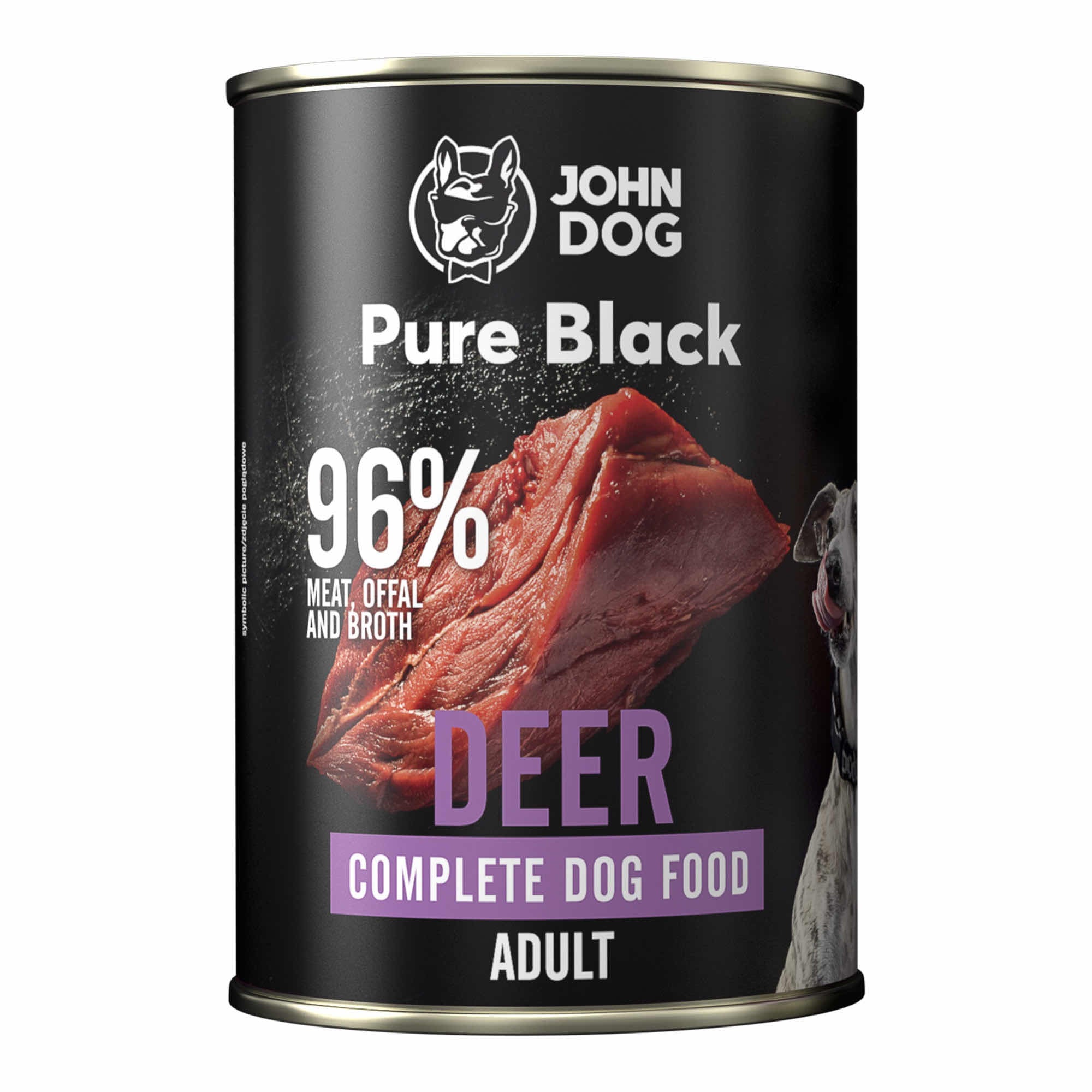 JOHN DOG PURE BLACK MOKRA KARMA DLA PSA JELEŃ 400 G