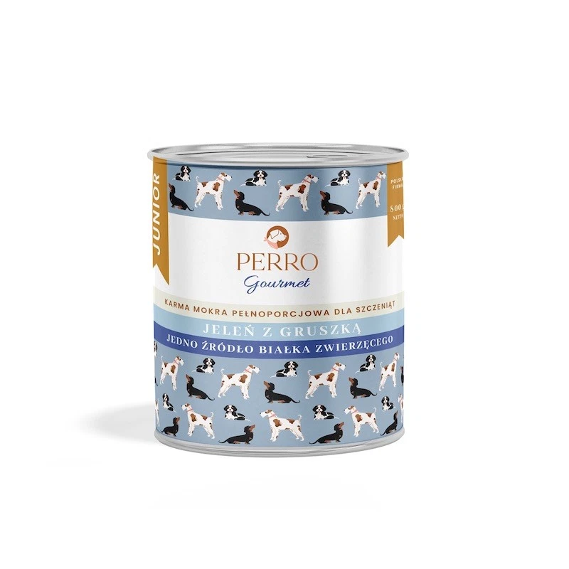 PERRO GOURMET JUNIOR MOKRA KARMA DLA PSA JELEŃ Z GRUSZKĄ 800G