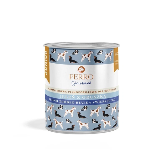 PERRO GOURMET JUNIOR MOKRA KARMA DLA PSA JELEŃ Z GRUSZKĄ 800G
