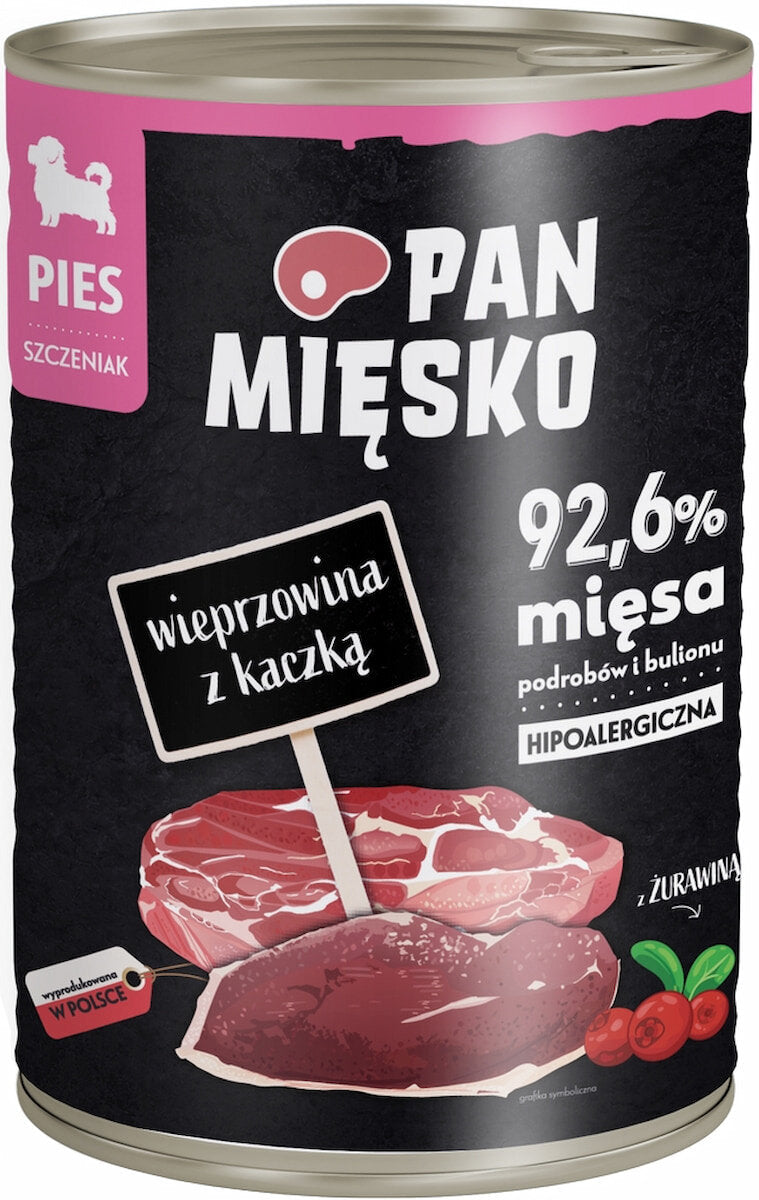 PAN MIĘSKO JUNIOR MOKRA KARMA DLA PSA WIEPRZOWINA Z KACZKĄ 400G